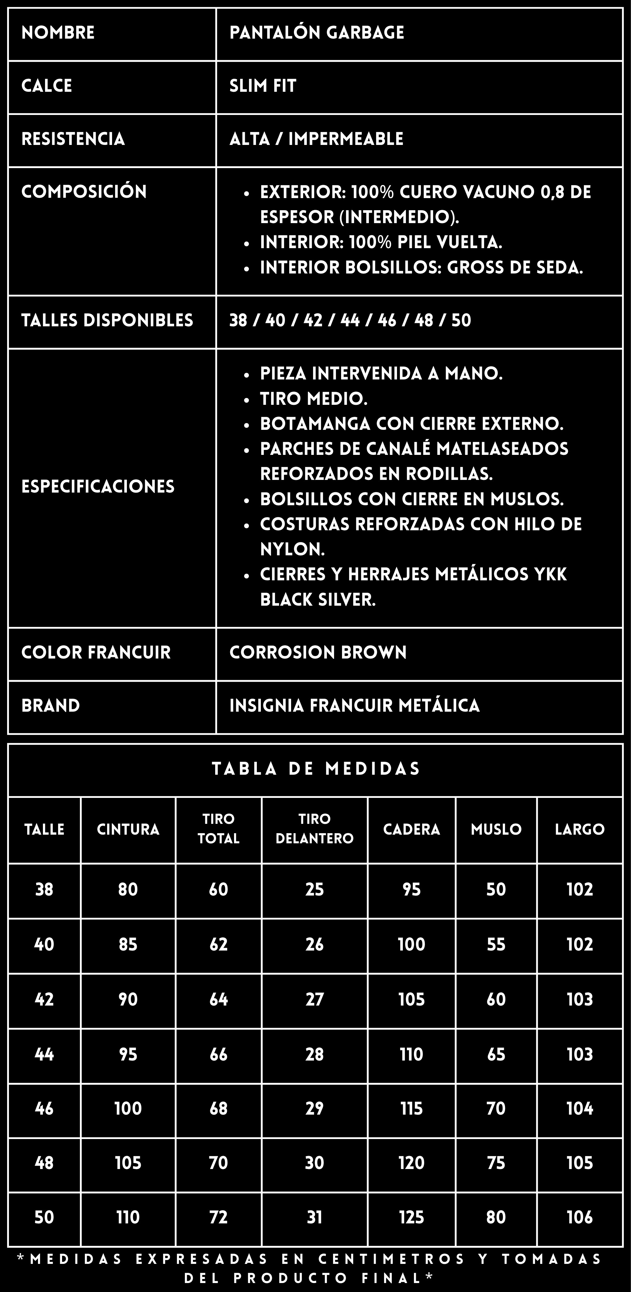 FICHA TÉCNICA PANTALÓN GARBAGE - FRANCUIR